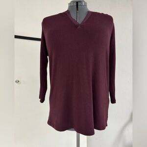41 Hawthorn Mixed Media V-neck Tunic in Burgundy